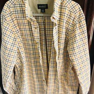 Eddie Bauer men’s XXL yellow plaid long sleeve button down shirt